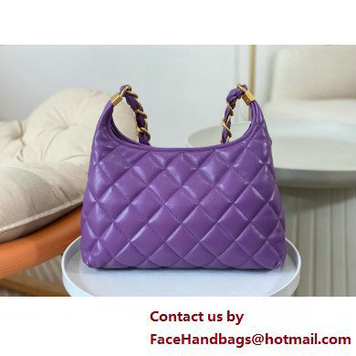 Chanel Shiny Lambskin & Gold-Tone Metal Hobo handBag purple AS4912 2025 - Click Image to Close